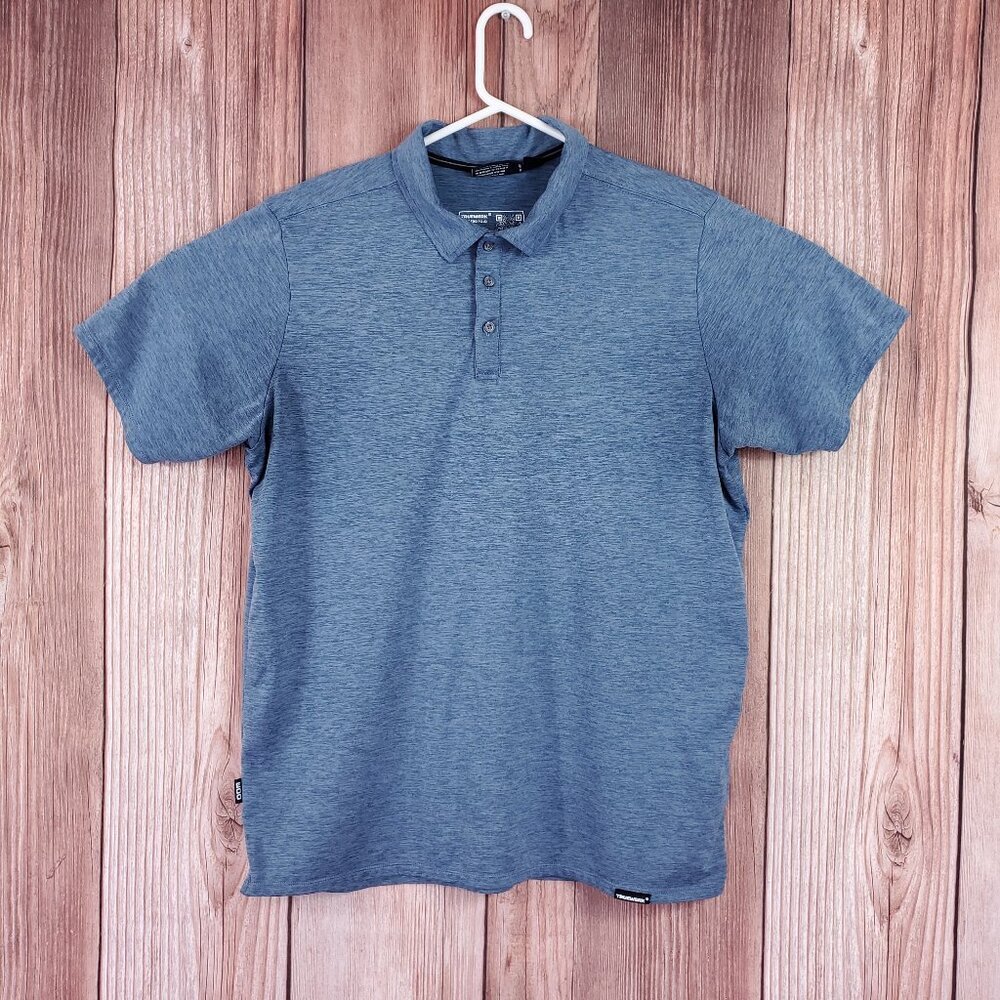 *READ* Truewerk Edo Polo Mens Large Performance Stretch Short Sleeve Shirt Blue